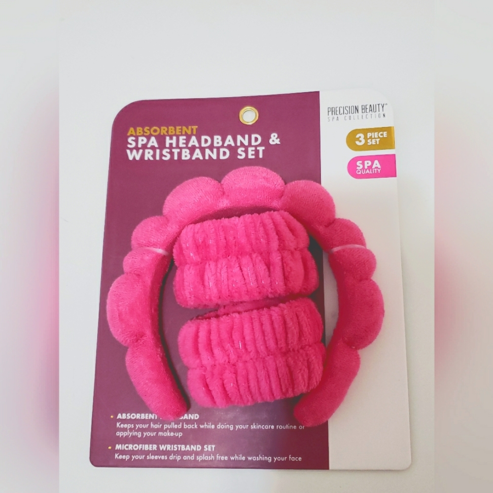 NEW Precision Beauty Absorbent Spa Heandband & Wirstband NWT